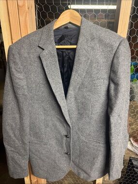 J. Crew Gray Herringbone Wool Blazer